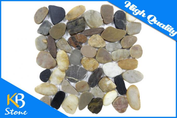 Telha de mosaico de pedra lustrada telha do mármore da pedra do seixo da cor da mistura para a decoração ou o revestimento da parede